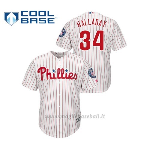 Maglia Baseball Hombre Philadelphia Phillies 34 Roy Halladay 2019 Hall Of Fame Induction Majestic Cool Base Bianco